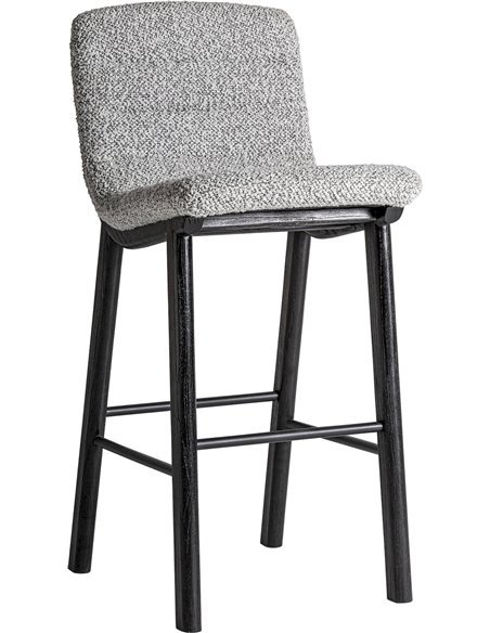 Tabouret jacquard contemporain noir en bois d orme et tissu élégant