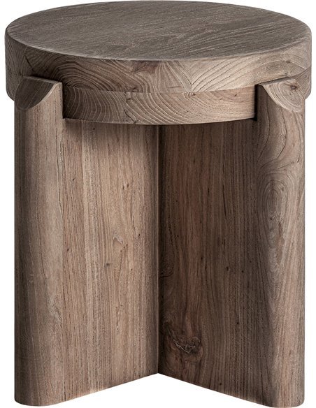 tabouret jacquard marron finition translucide bois d’orme