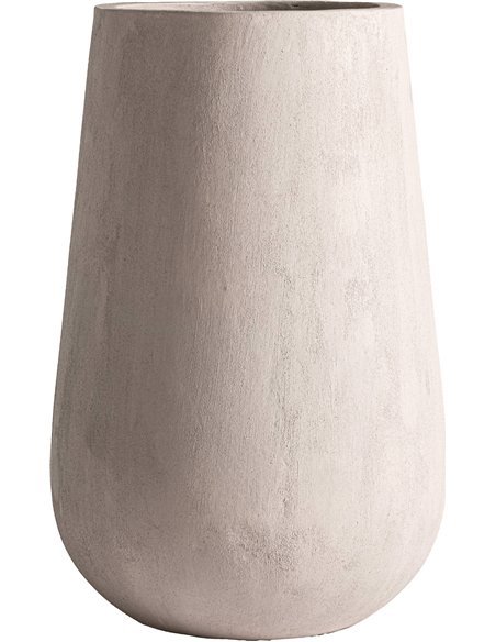 pot design contemporain en fibre naturelle et ciment taupe