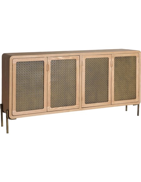 buffet design rétro bois et doré pour salon chic