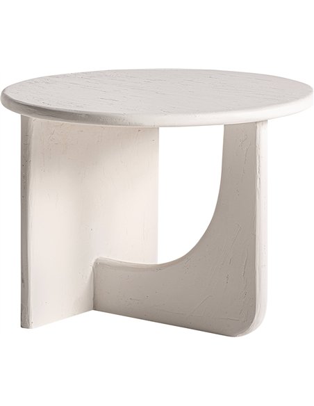 table basse ronde design contemporain bois manguier blanc