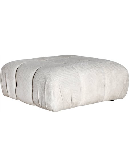 Pouf carré design contemporain en tissu et bois naturel