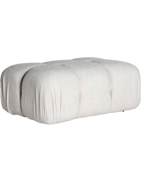 repose pieds rectangulaire en tissu polyester blanc et bois noir