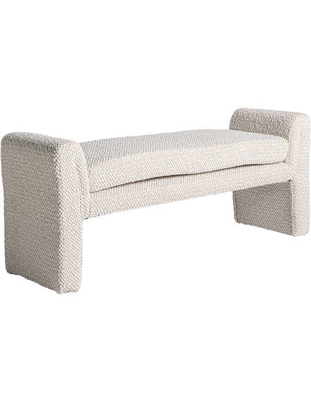 banc art déco élégant en bouclé coton blanc pour salon chic