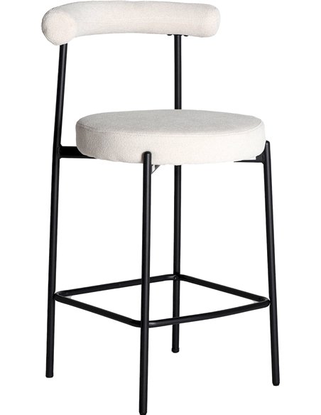 tabouret vintage haut design tissu blanc fer noir élégant