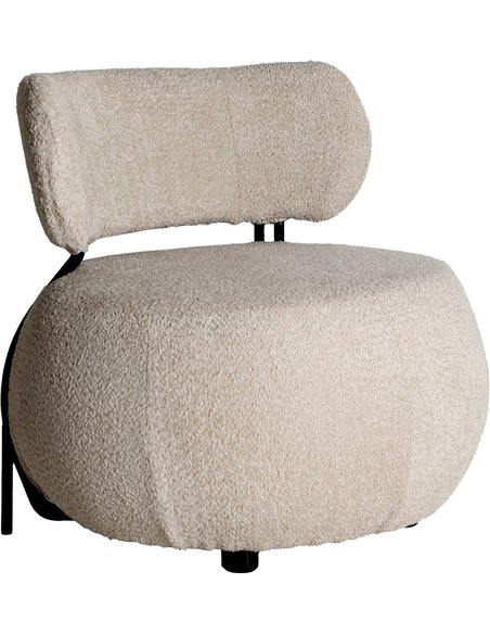 Fauteuil bouclé style art déco confort élégant blanc et noir