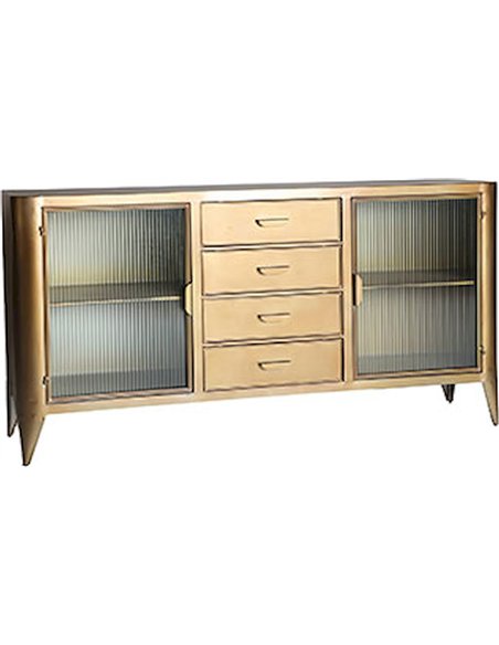 buffet contemporain en métal doré et verre transparent