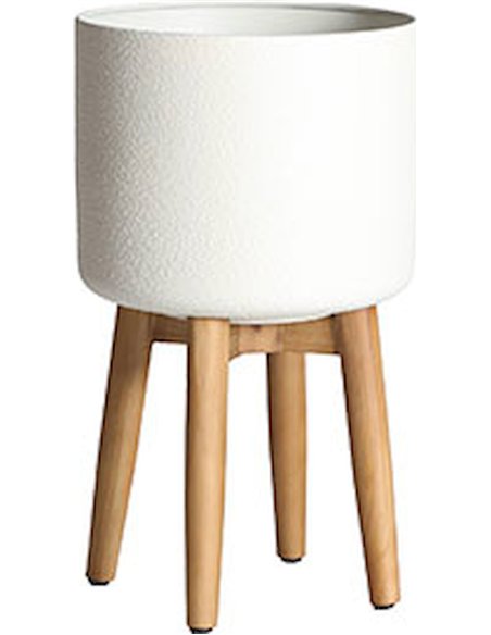 Cache pot fer blanc kitsch avec bois déco intérieure élégante