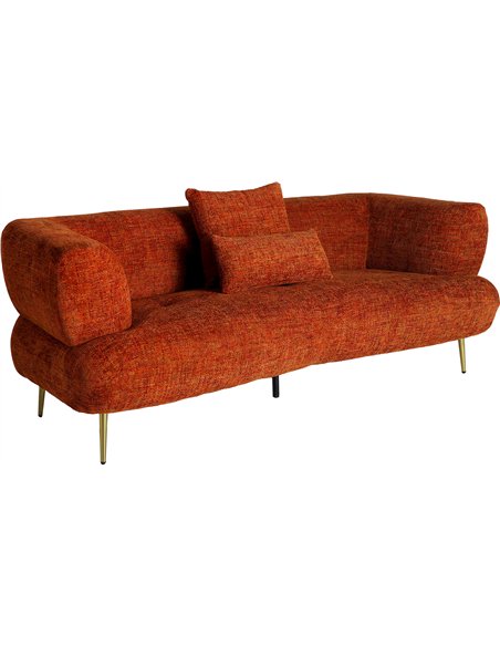 sofa orange style art déco avec laiton doré