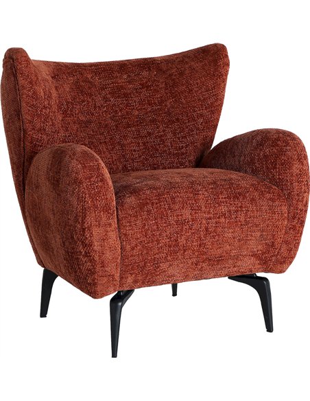 Fauteuil shabby chic en polyester marron et laiton noir mat