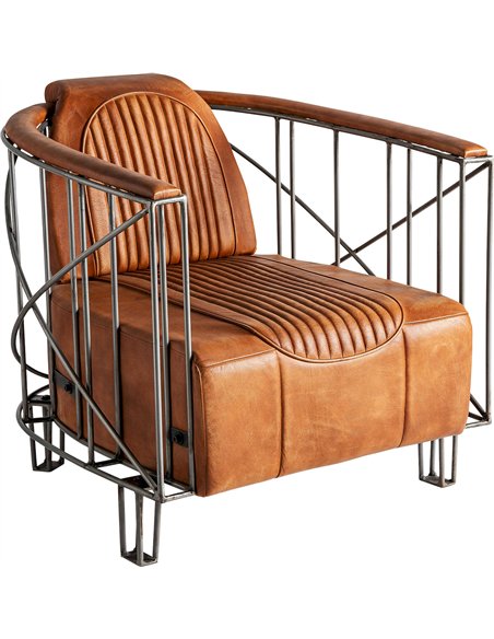 chaise vintage cuir marron design industriel confortable