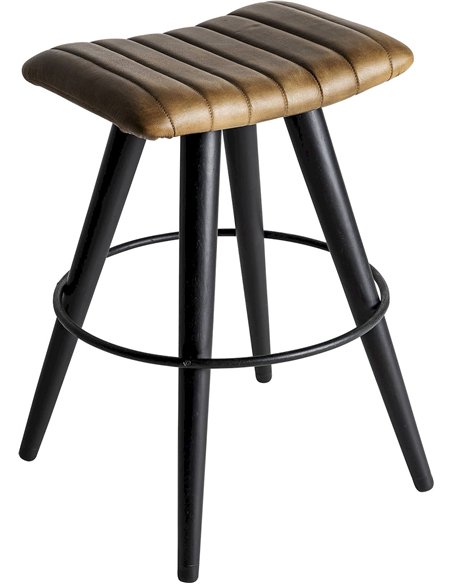 tabouret vintage en cuir marron élégant pour salon