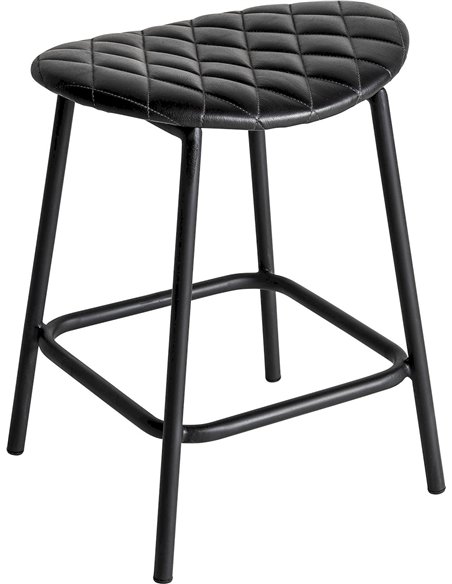 pouf cuir noir style rétro pour salon moderne