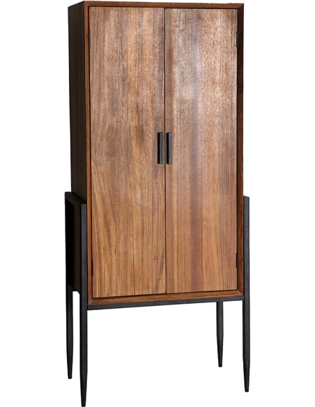 armoire élégante en bois de sapin et structure métal noir