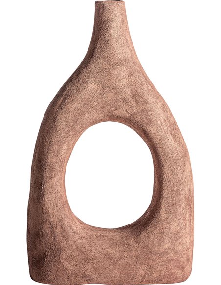 Vase décoratif contemporain en céramique brune design élégant