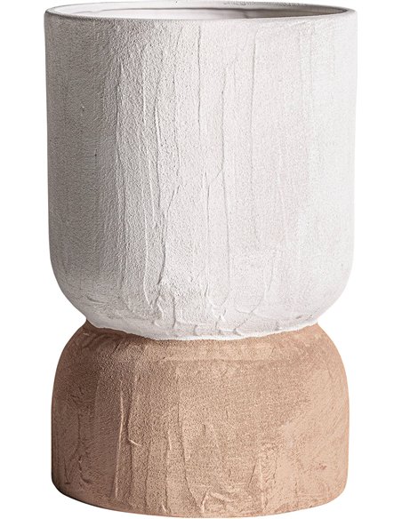 Vase rond contemporain en céramique brune pour décoration intérieure