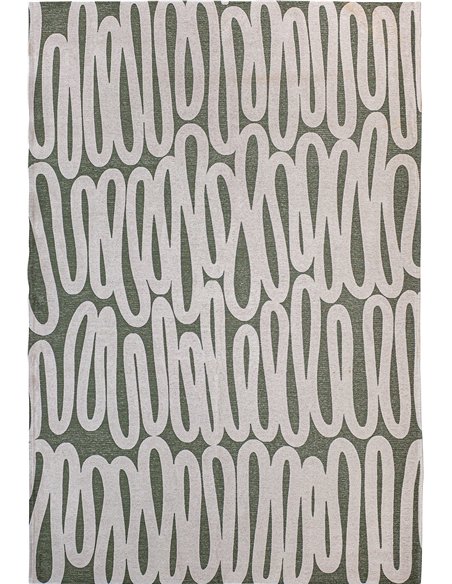 Tapis contemporain vert et beige élégant pour salon cosy