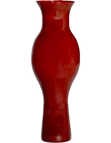 Élégant vase en verre laqué rouge pour salon contemporain