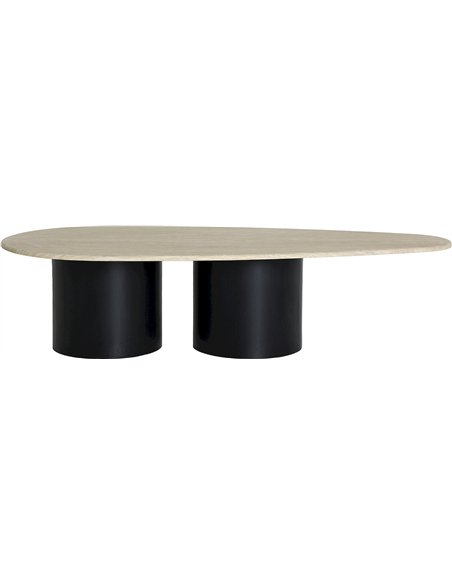 table basse moderne marbre beige et bois noir élégant
