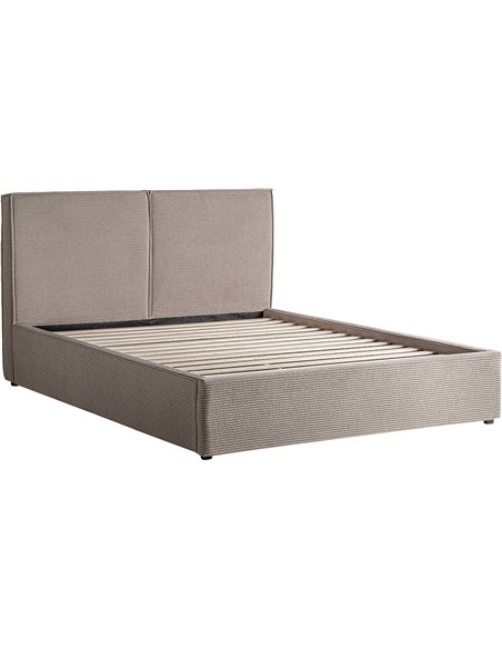 Lit moderne beige avec structure en bois de pin