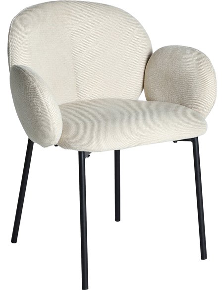 Chaise moderne crème avec structure en fer noir