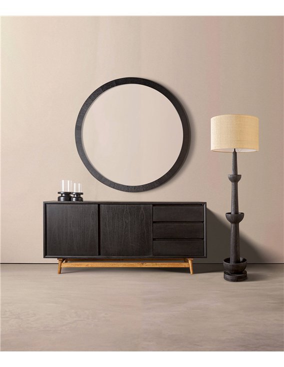 miroir minimaliste design en bois noir pour salon élégant
