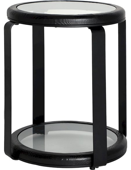 table d’appoint minimaliste design bois verre trempé noir