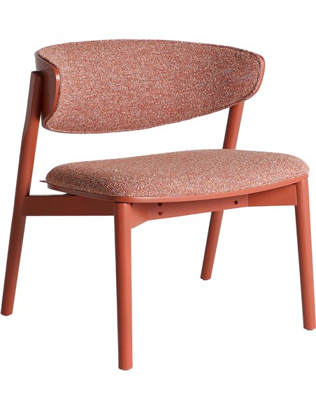 Fauteuil vintage en bois de frêne finition corail marbré