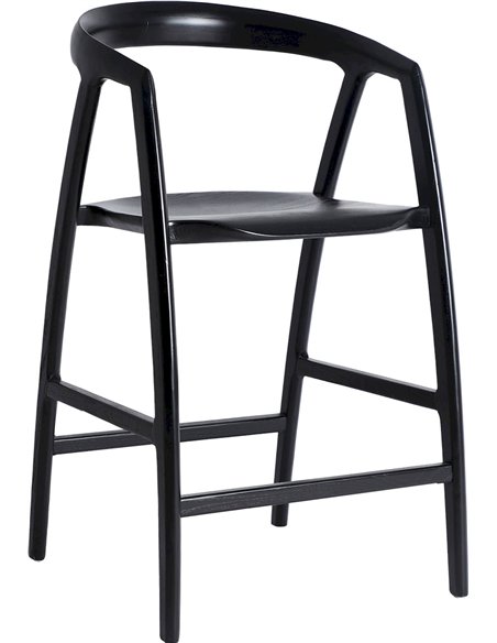 Tabouret contemporain en bois d’orme finition noire élégante