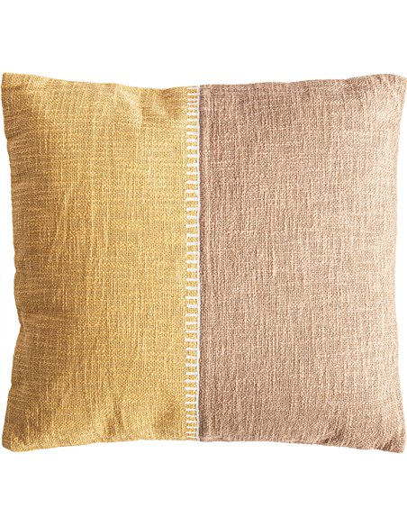 Accessoire déco salon coussin coton jaune beige Mireia