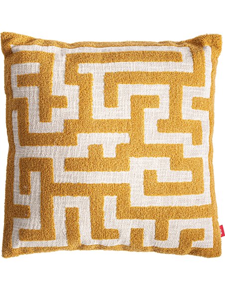 Accessoire déco salon coussin classique beige ocre