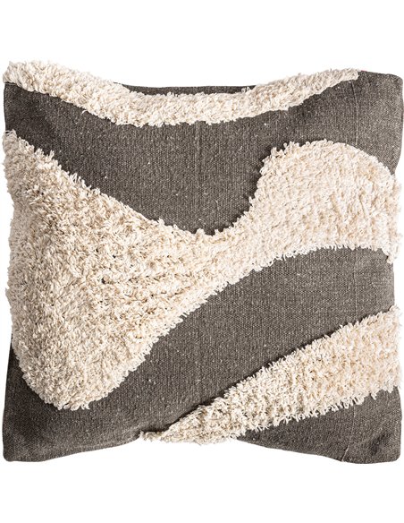 Coussin décoratif écru et gris pour salon élégant