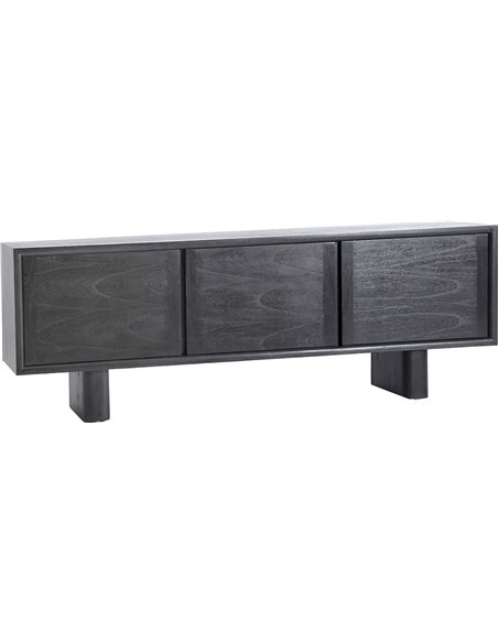 meuble bas tv bois mindi noir chic pour salon