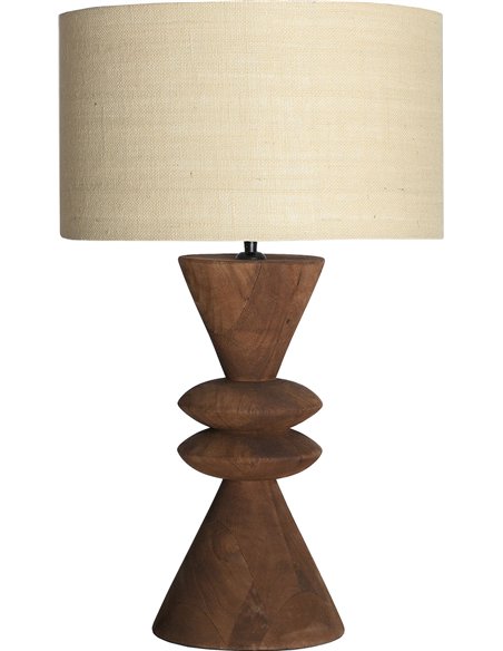 Éclairage d’ambiance moderne en bois de manguier et lin beige