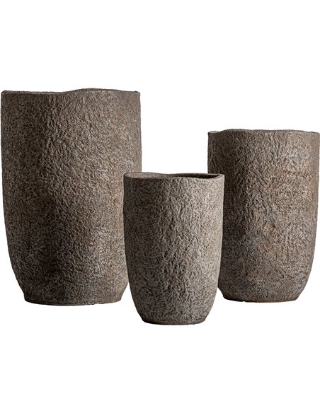 pot de fleurs design minimaliste gris céramique empilable