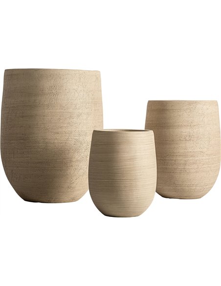 Pot de fleurs design minimaliste beige pour intérieur moderne