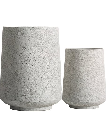 Pot à plante contemporain en céramique grise empilable