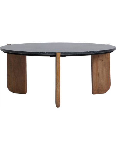 Table basse chic en marbre noir et bois mango