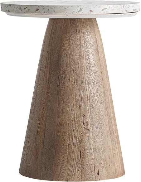 Table d’appoint nordique terrazzo blanc et bois de manguier
