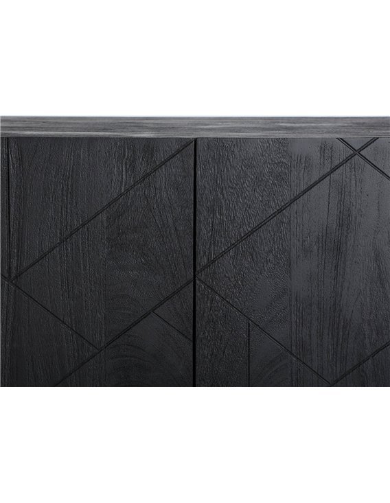 meuble tv élégant en bois de manguier noir style contemporain