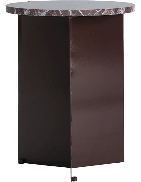 table d’appoint chic fer finition brillante marbre bordeaux