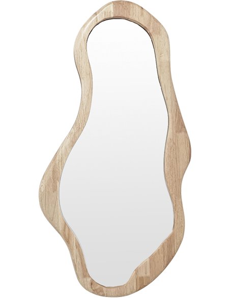 Miroir mural ondulé en bois naturel pour décoration murale