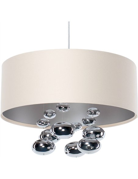 suspension satin crème élégante avec boules argentées décoratives