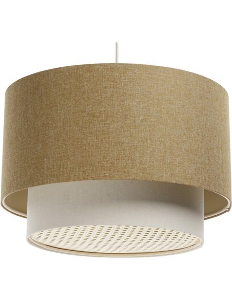 suspension boho élégant en tissu et rotin pour salon cosy