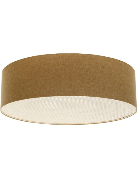 plafonnier tissu structuré et rotin style boho élégant