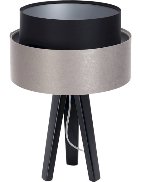 lampe à poser satin noir crème style contemporain salon