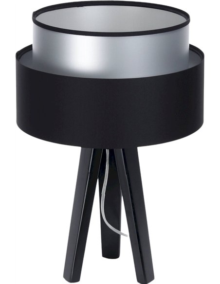 lampe élégante abat jour noir intérieur argenté salon