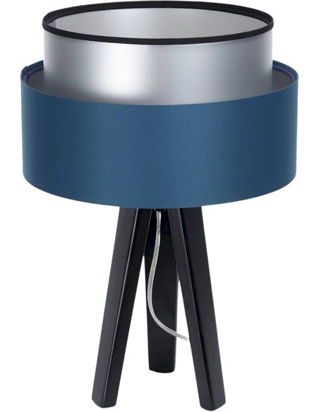 lampe à poser satin bleu nuit intérieur argenté design