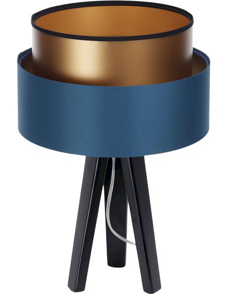 lampe élégante bleu nuit abat jour cuivre intérieur chic