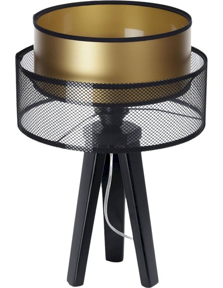 lampe à poser élégante maille noire et doré salon
